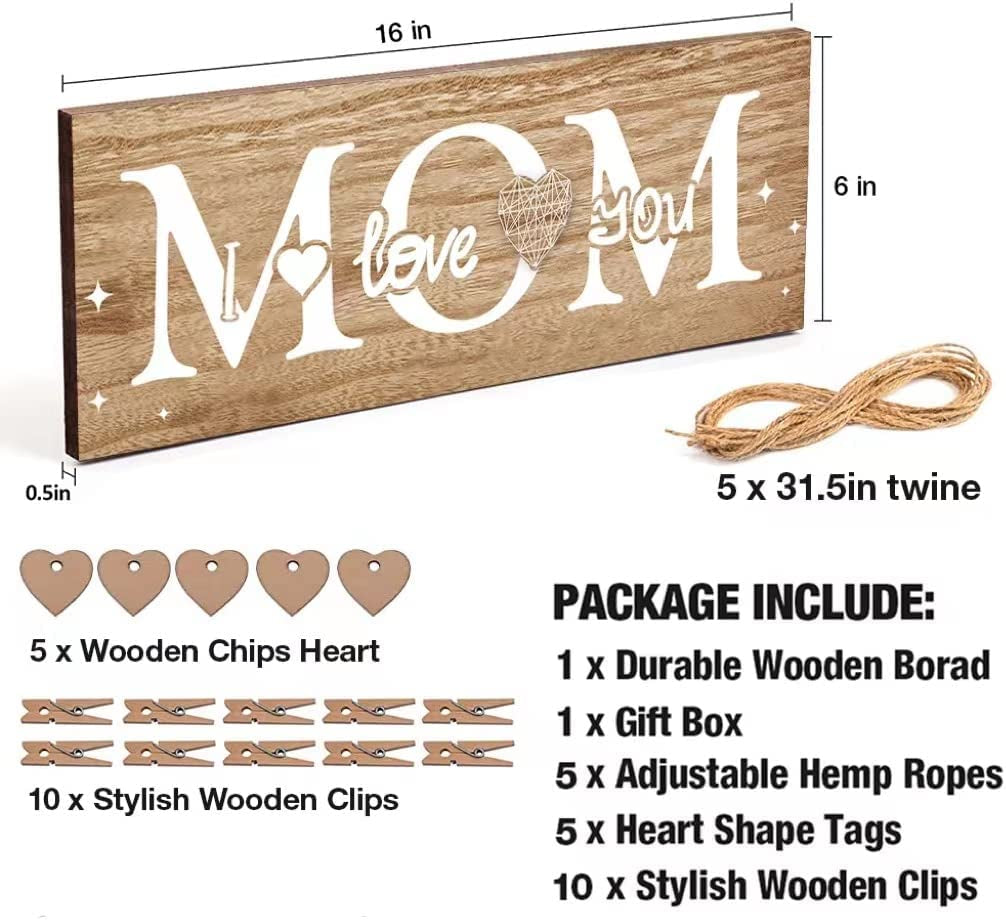  10 Clips & 6 Ropes, Housewarming Family Picture Board Perfect for Mom 