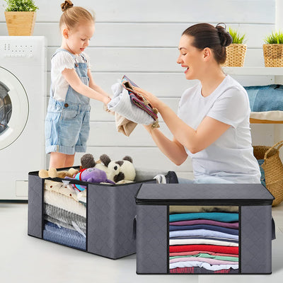 6-Pack Clothes Storage Organizer, Large Capacity Blanket Storage Bags with Reinforced Handles & Sturdy Zippers