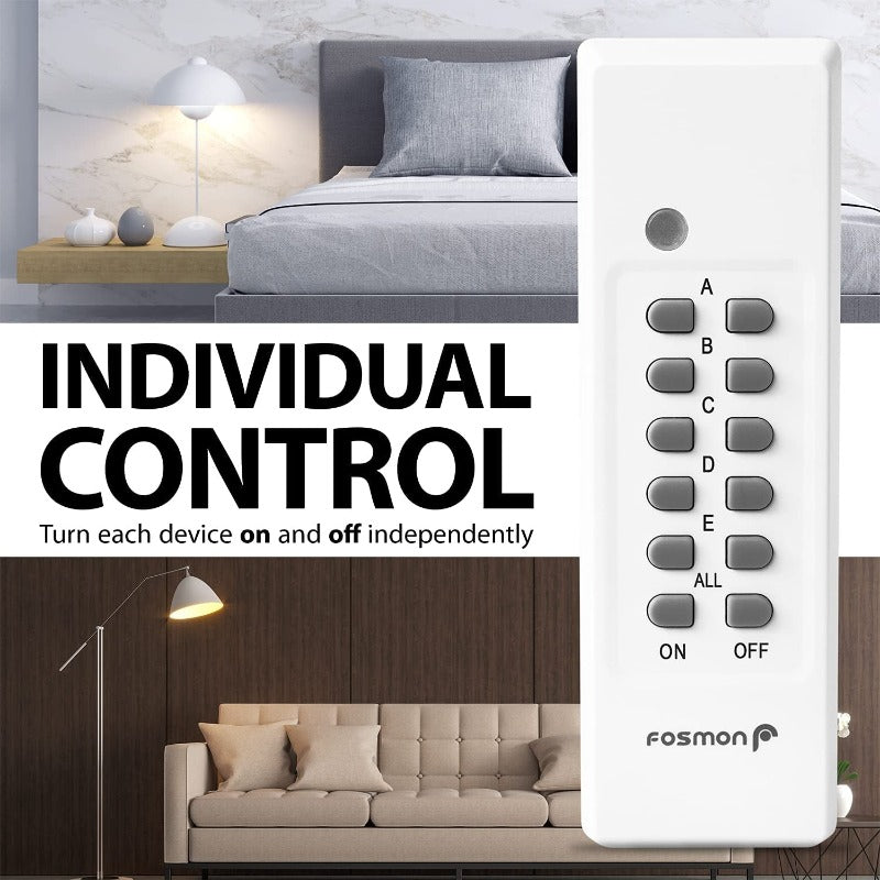 Wireless Remote Control Electrical Outlet Switch (5 Pack + 2 Remotes)