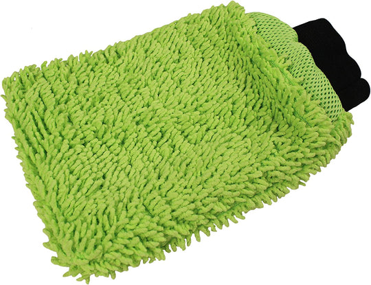 Reversible Wash and Scour Mitt – Cross Weave & Chenille Microfiber Washing Mitten for Car Cleaning