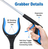 Grabber Reacher Tool,32 Inch Extra Long Foldable Pick Up Stick with Strong Grip Magnetic,360°Rotating Anti-Slip Jaw,Trash Claw Grabber Tool,Trash Picker Tool for Outdoor & Indoor(Blue)
