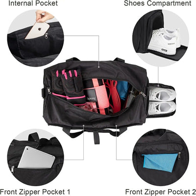 Foldable Travel Gym Duffle Bag with Shoe Compartment