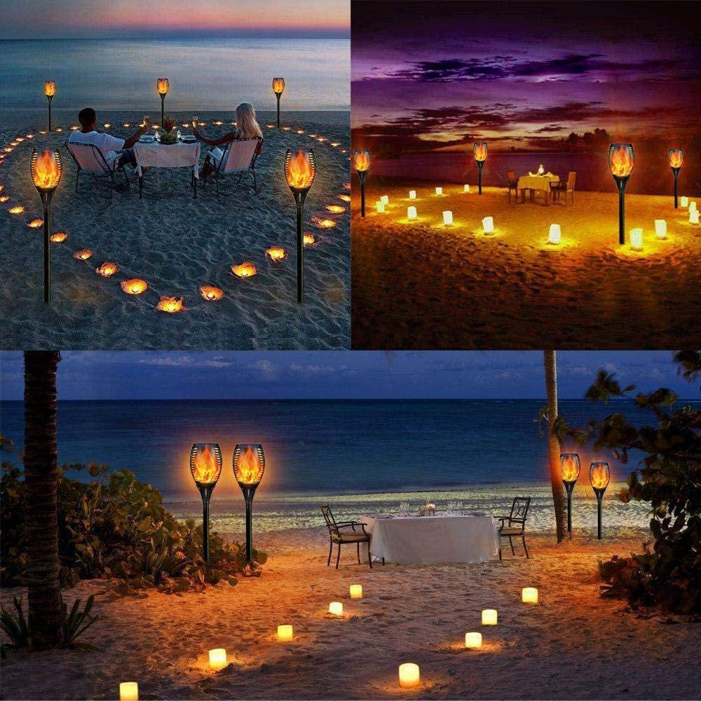 4 Pack Solar Torch Lights with Flickering Flame Outdoor, Waterproof Dancing Flickering Flame Torch Light, LED Outdoor Landscape Decoration Light for Garden Patio Pathway, Auto On/Off Dusk to Dawn
