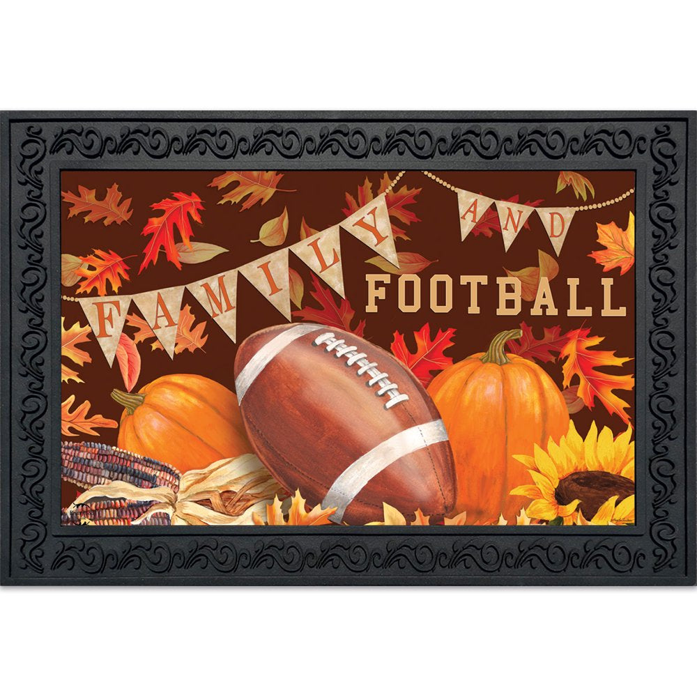 Family & Football Fall Doormat Sports Indoor Outdoor 18" X 30"