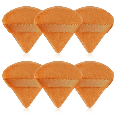 6 Pieces Powder Puff Face Soft Triangle Makeup Puff for Loose Powder Body Powder, Wedge Shape Velour Cosmetic Sponge for Contouring, Under Eyes and Corners, Beauty Makeup Tools