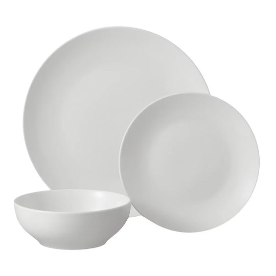 12-Pieces White Stoneware Dinnerware Set