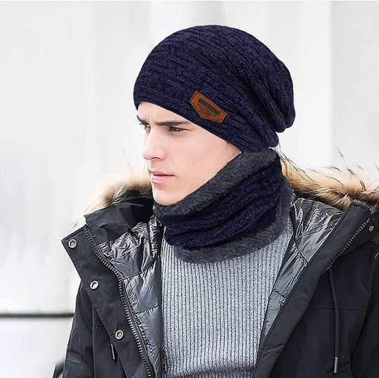 3 Pieces Winter Fleece Lined Beanie Hat, Scarf and Touchscreen Gloves Set