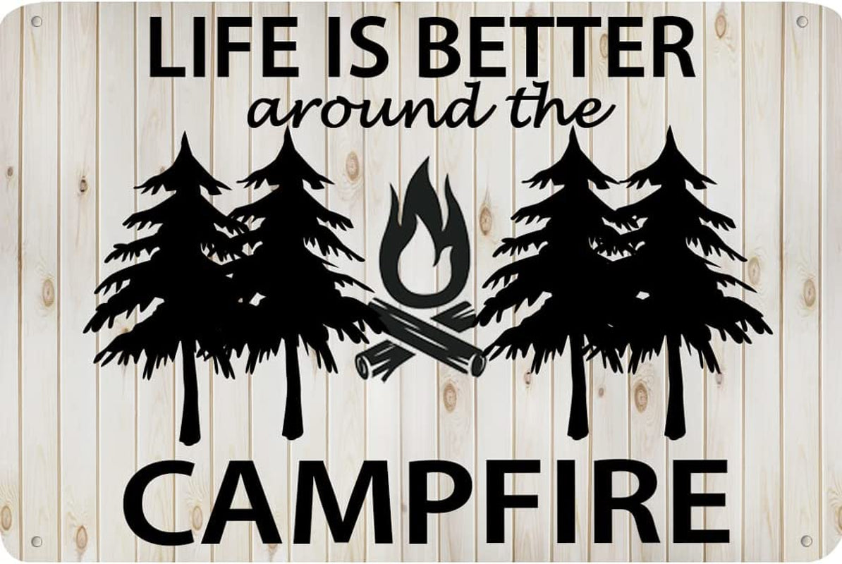 Rustic Camper Metal Tin Sign For  Rv Camping Around The Campfire 8x5.5 Inch Tin Sign