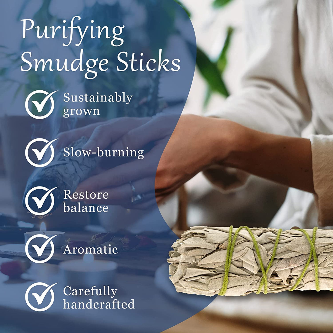 Alternative Imagination White Sage Bundles for Smudging, Natural Sage Bundle, Spiritual Cleansing, Sage Smudge Kit, Slow Burning Sage Sticks, Dried Herbs for Meditation Accessories 3 Pk of 4" Bundles