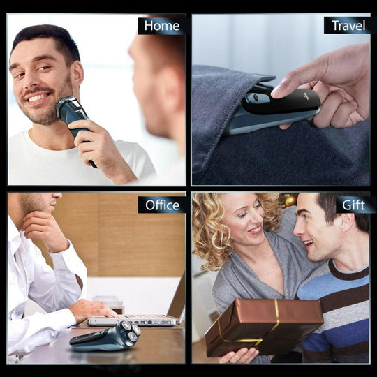 Men's 3 Head Electric Shaver Razor Beard Trimmer, Portable Electric Rotary Shaver Cordless & Rechargeable