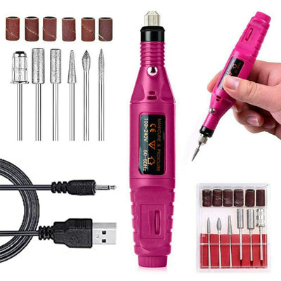Electric Nail Drill Manicure Pedicure Care Set for Buffing Grooming and Polishing of Nails at Home