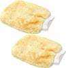  2 Pcs Double Sided Faux Wool Car Wash Mitt, Soft Manmade Fiber Scratch-Free Cleaning Gloves for Car 