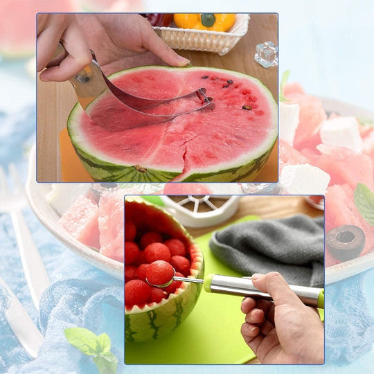 4 Pcs Fruit Carving Tools Knife, Melon Baller Scoop, Stainless Steel Fruit Corer Cutter Kit