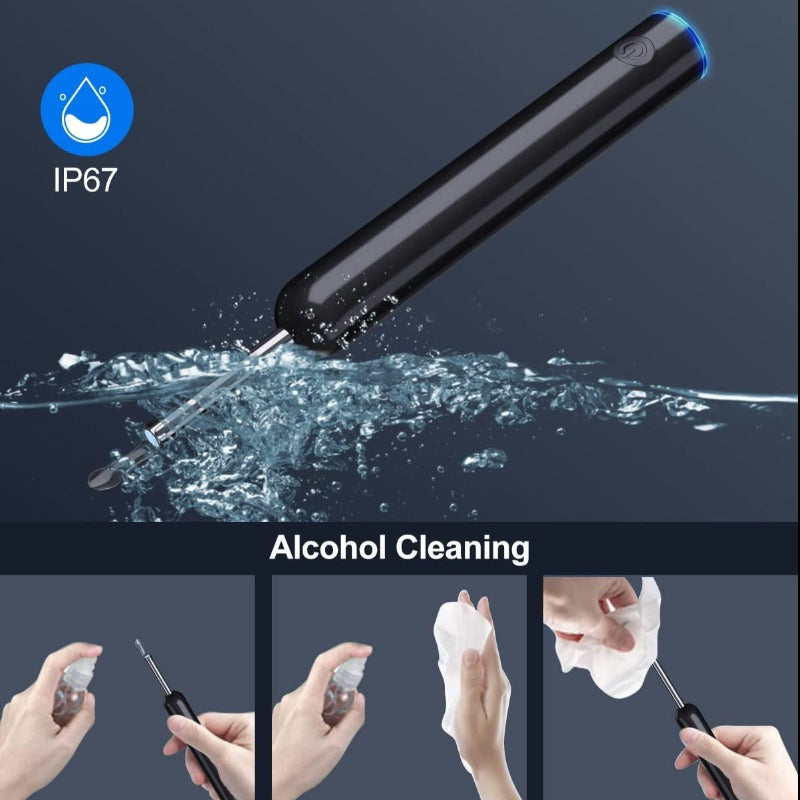 15 Piece Ear Wax Removal Tool & Camera with 6 LED Lights -1080p FHD, IP67 Waterproof, USB Fast Charge, WiFi Wireless Otoscope