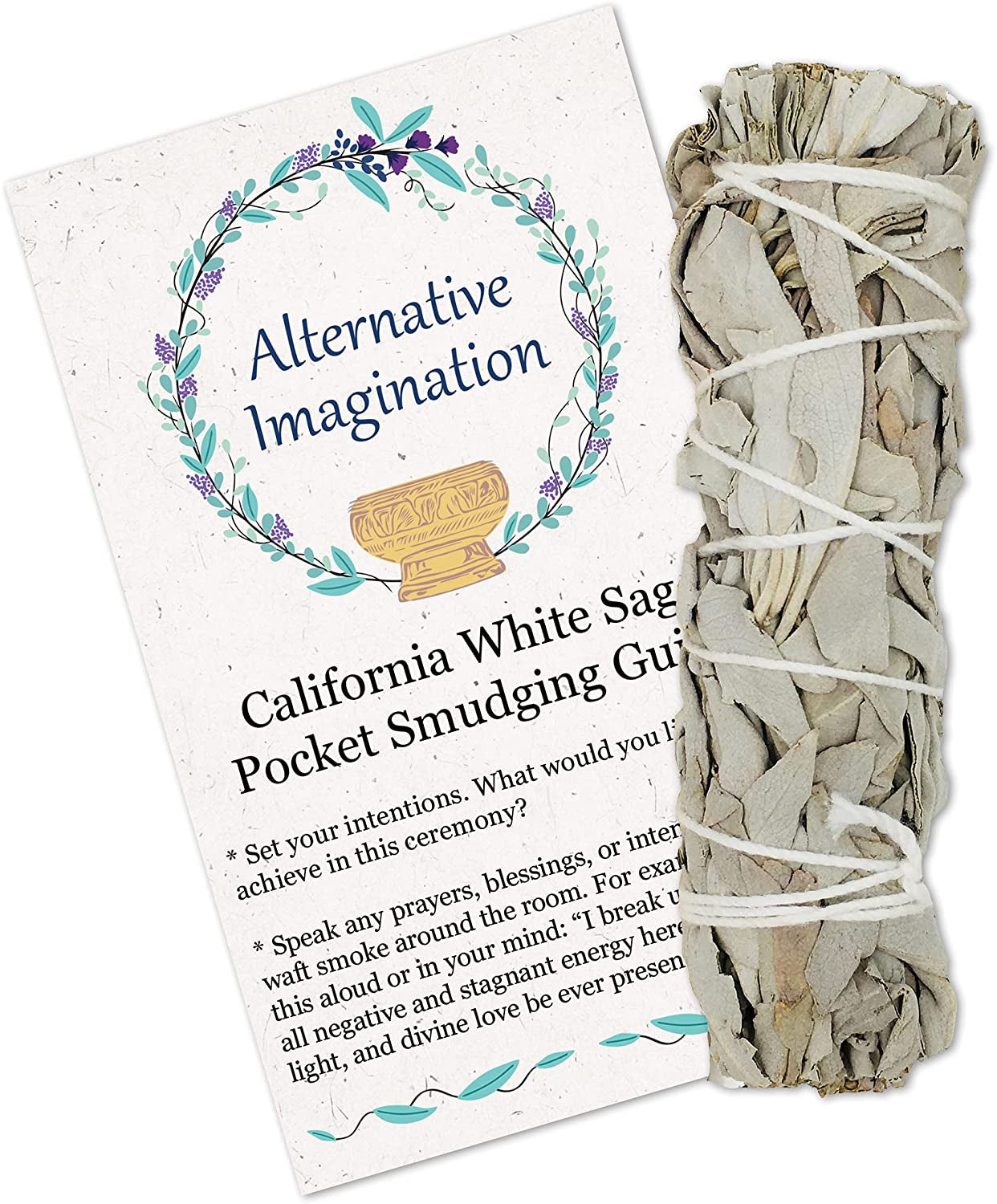 Alternative Imagination White Sage Bundles for Smudging, Natural Sage Bundle, Spiritual Cleansing, Sage Smudge Kit, Slow Burning Sage Sticks, Dried Herbs for Meditation Accessories 3 Pk of 4" Bundles