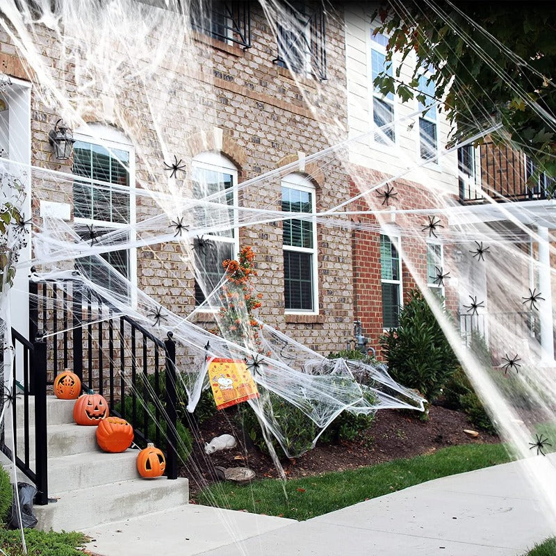 1500 sq ft Halloween Spider Webs Decorations with 80 Plastic Spiders