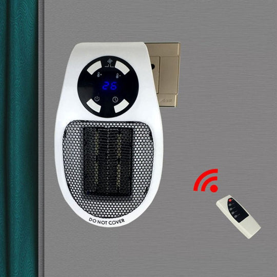500W Space Heater - LED Display Wall Outlet Electric Plug with Adjustable Thermostat & Timer