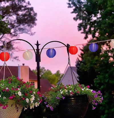 8.5Ft Red White Blue Lantern String Lights, 4th of July Decor Lights with 10 Red White Blue Lanterns Connectable Patriotic Outdoor Lanterns Lights for Independence Day President Memorial Day