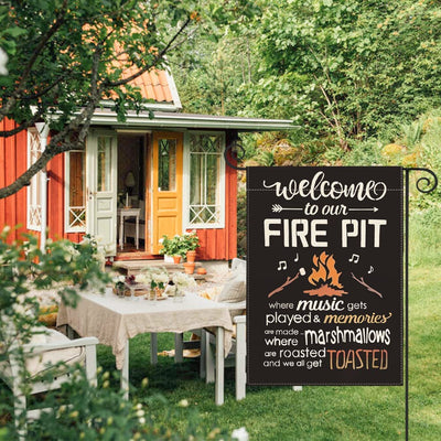  Welcome To Our Fire Pit Camping Garden Flag 