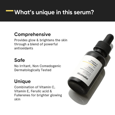 Minimalist 16% Vitamin C Serum With Vitamin E & Ferulic acid for Glowing Skin 