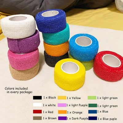 (12-Pack) 1” x 5 Yards | Self Adhesive Bandage Wrap