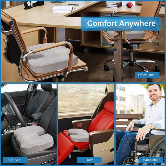 Coccyx-Tail Bone Memory Foam Seat Cushion, Non-Slip Desk Chair Car Seat Cushion for Back Pain, Sciatica Relief