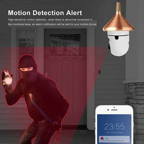 360° Light Bulb Security Camera, 2.4Ghz Smart Wireless Wifi 1080P HD Security Camera for Indoor- Outdoor with Motion Detection and Alarm Night Vision