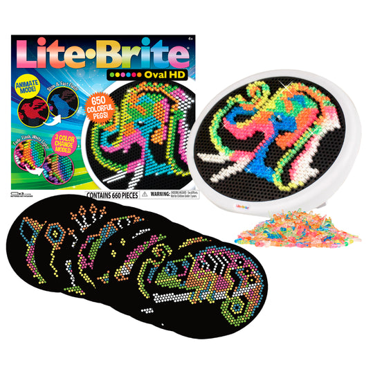 NEW - Lite-Brite Oval HD - Includes 650 Colorful Pegs and 8 Design Templates!