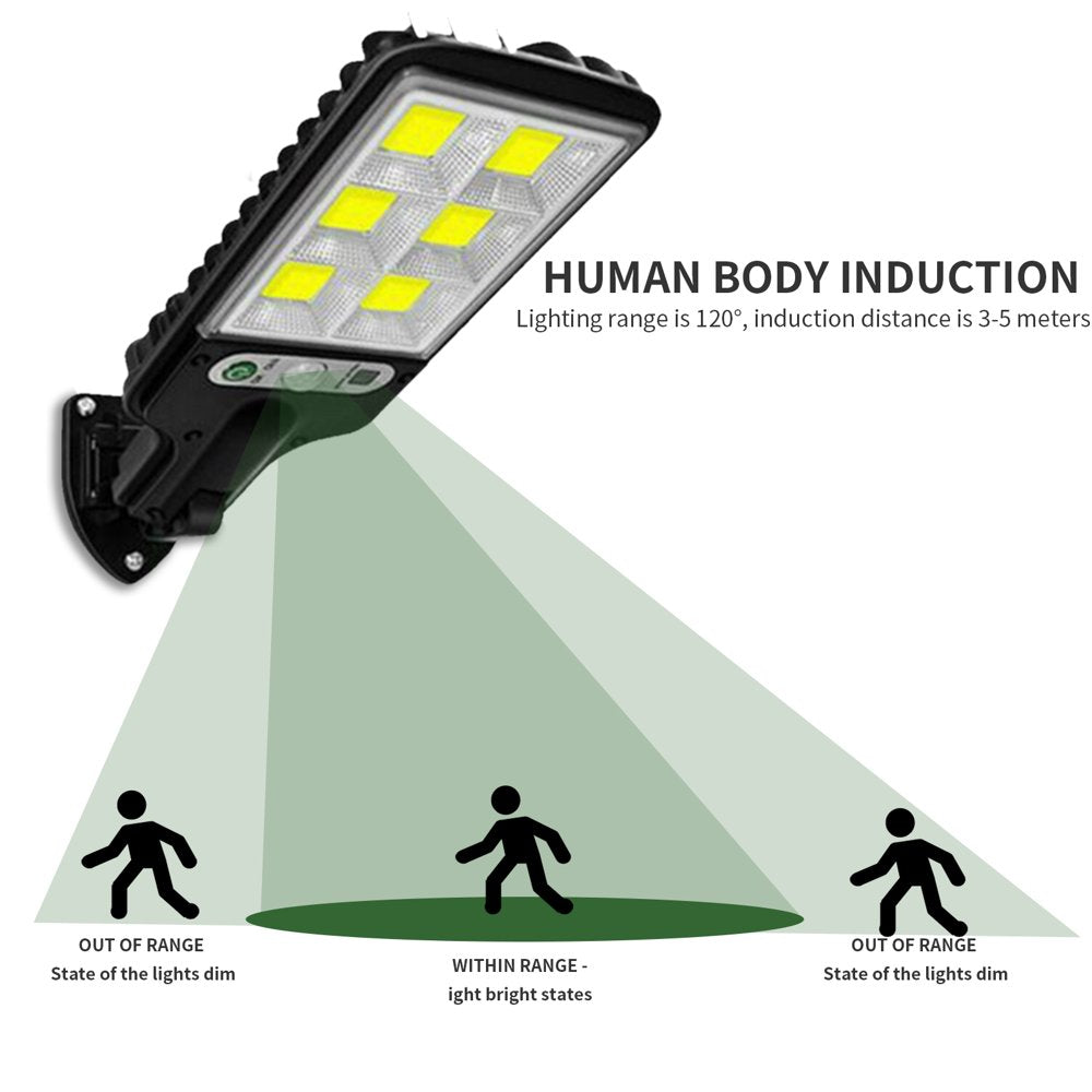 Solar Street Light Motion Sensor Lamp 600W Outdoor Solar Lamp Waterproof Parking Lot Wall Lights with Remote Control,2 PCS