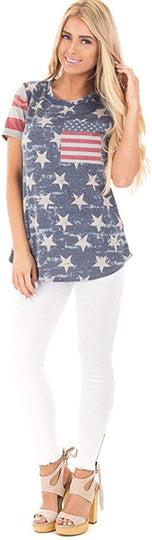 Women's Casual American Flag T Shirt 4th of July Short Sleeve Tee USA Patriotic Summer Blouse Tops…