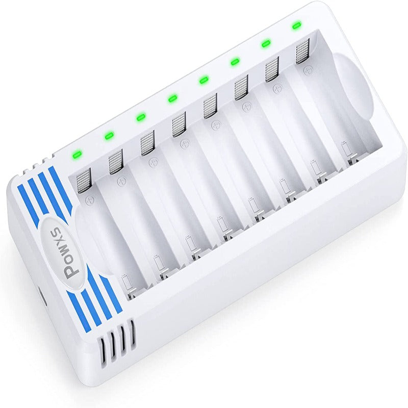 8 Bay AA AAA Battery Charger, Independent and Fast Battery Charger for 1.2V Ni-MH Ni-CD AA Triple AAA Rechargeable Batteries