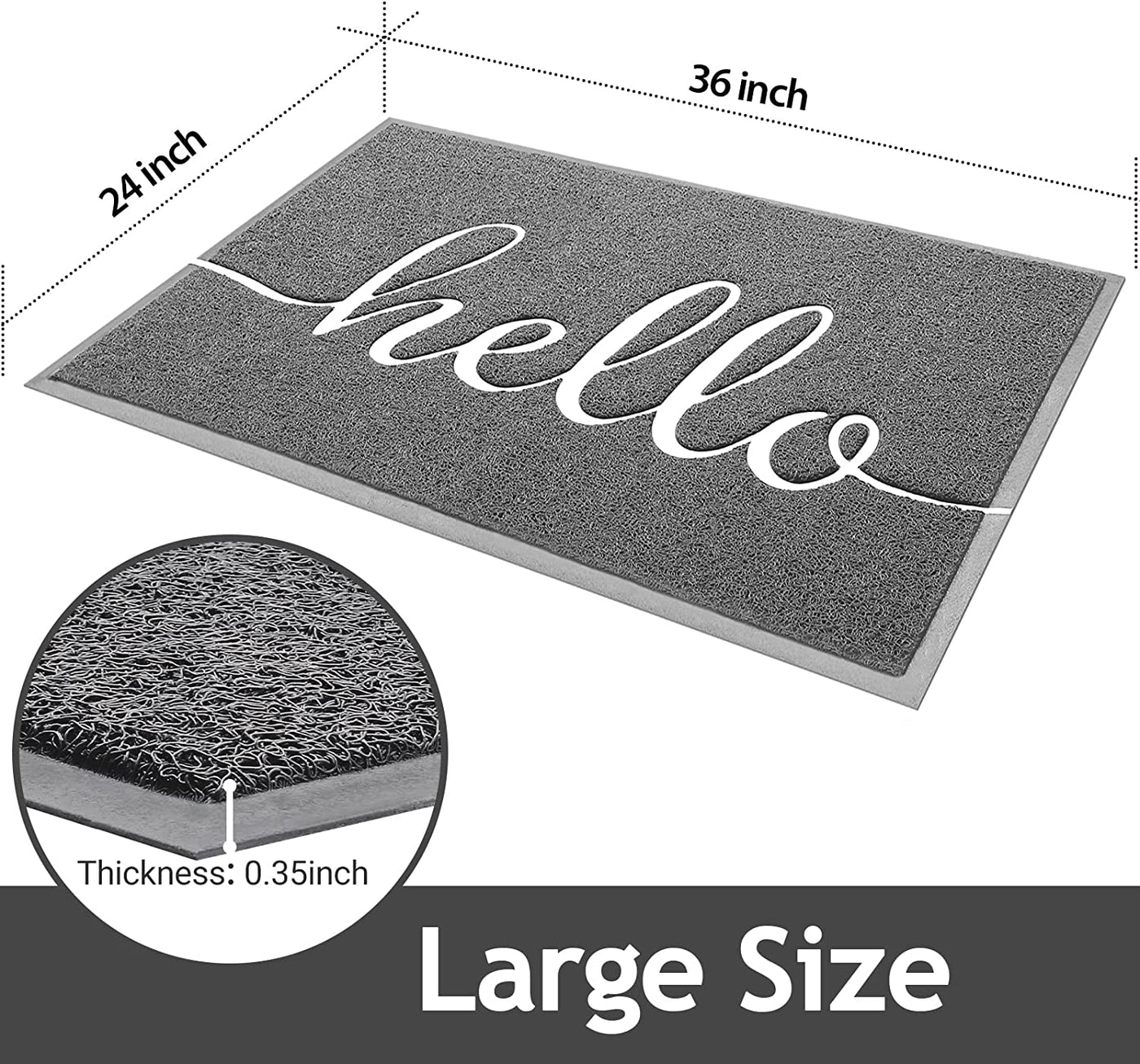 36"x 24" Grey Welcome Mat 