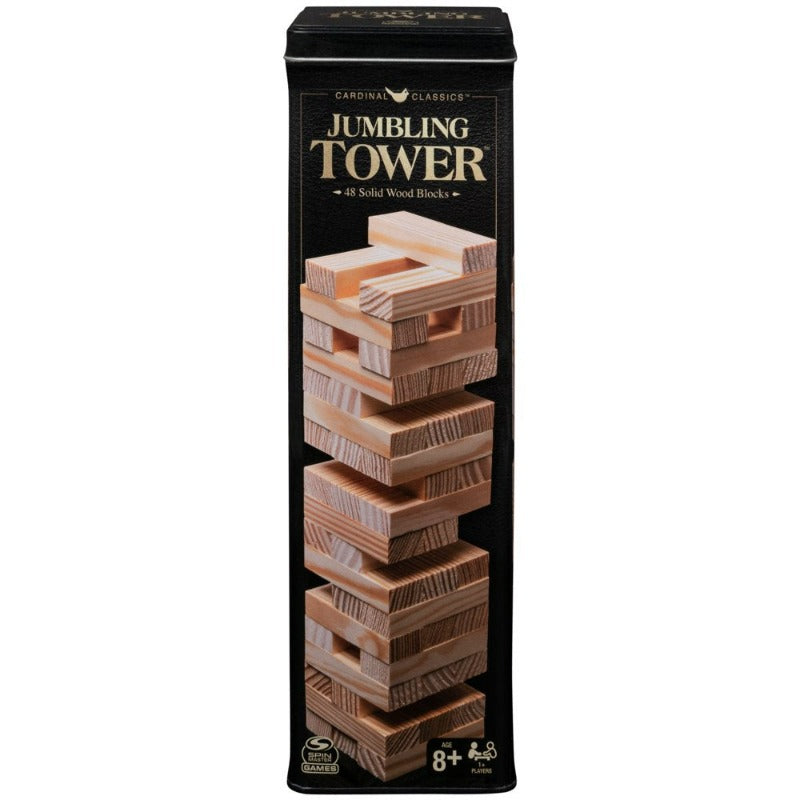 Jumbling Tower Party Game with 48 Wood Blocks, for Families and Kids Ages 8 and Up