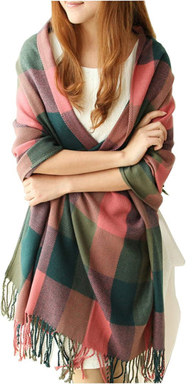  Women's Plaid Warm Shawl Scarf 