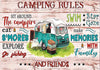Camping Rules Sit Around The Campfire Make Memories With Family And Friends Aluminum Signs 5.5"x8"