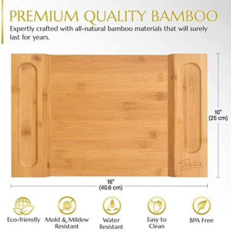 Beautiful Large Bamboo Cheese Board Charcuterie Board (16" x 10" x 1.2") - Durable Wooden Charcuterie Serving Board