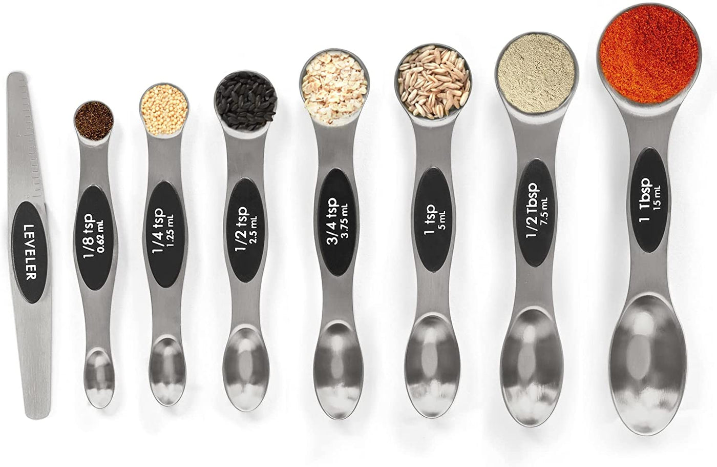 Magnetic Measuring Spoons Set Stainless Steel with Leveler