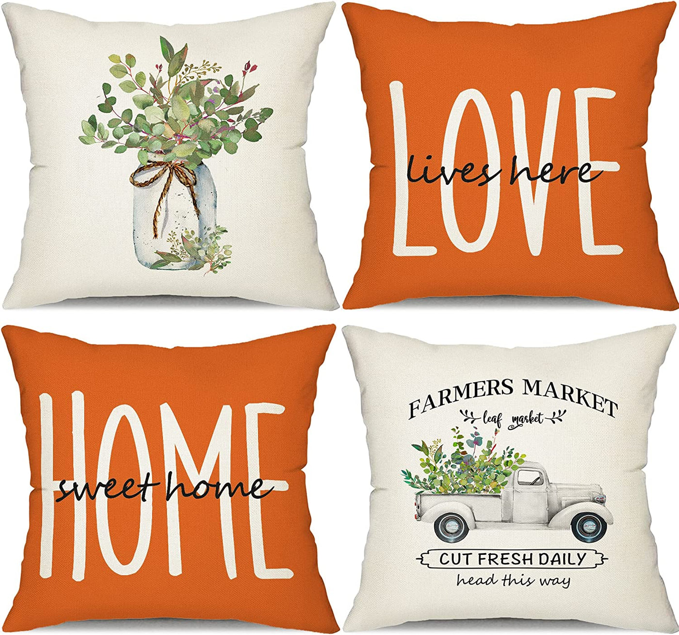 Set of 4 Farmhouse Pillow Covers 