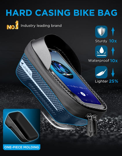  Bike Phone Holder Bike Phone Mount, 3D Hard Eva with 0.25mm Sensitive TPU Touch-Screen, with Rain Cover for Phones under 6.9''