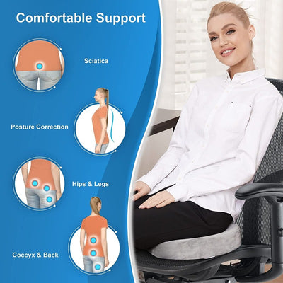 Coccyx-Tail Bone Memory Foam Seat Cushion, Non-Slip Desk Chair Car Seat Cushion for Back Pain, Sciatica Relief