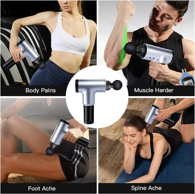 Deep Tissue Fascial Massage Gun, 6 Adjustable Speed 4 Detachable Head, Cordless Handheld Percussion Massage Gun Deep