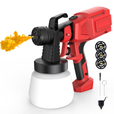 600W Paint Sprayer Gun,  800Ml Electric Airless HVLP Spray Gun with 3 Nozzles for inside / Outside