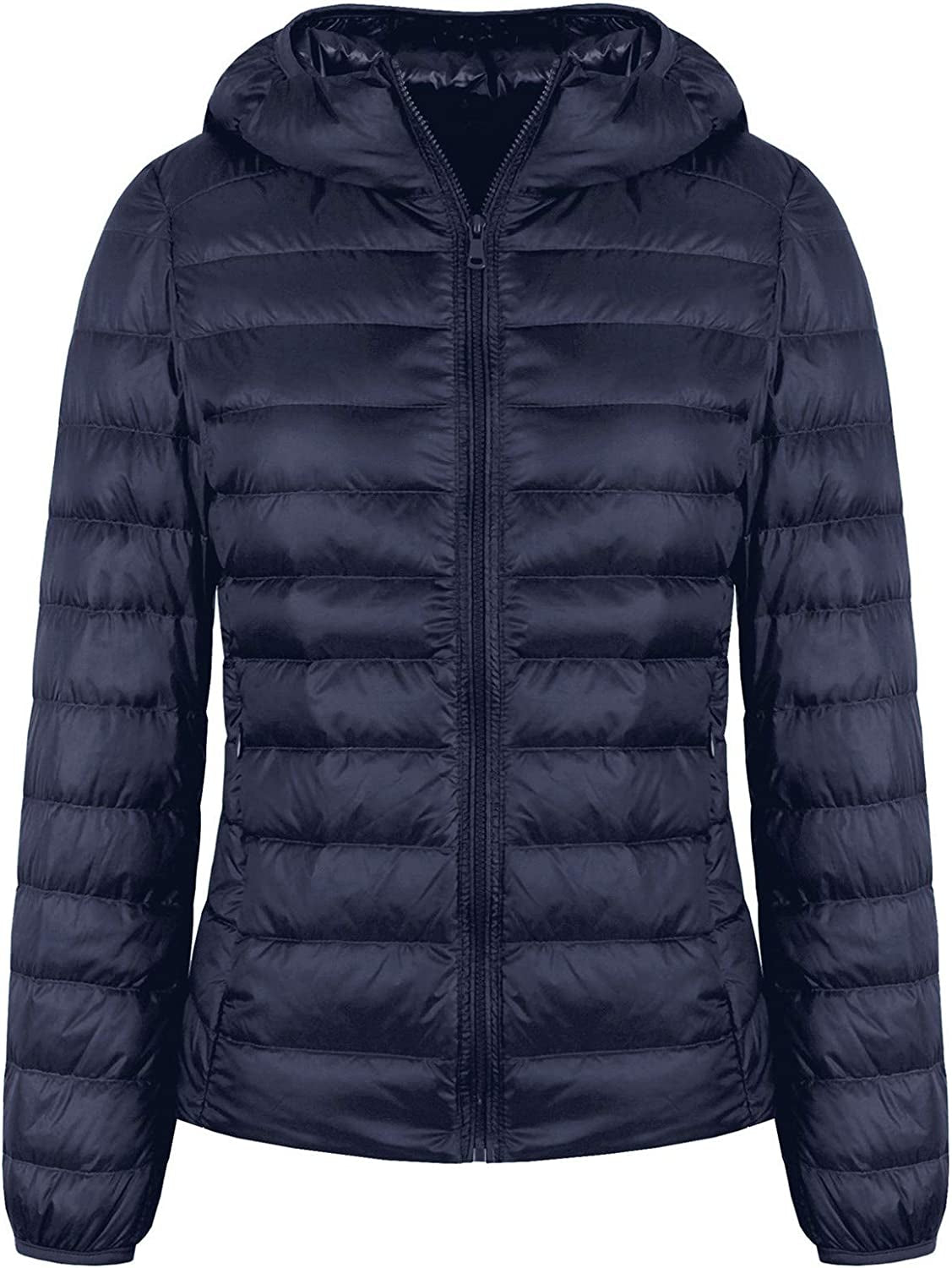  Light Weight Packable Down Coat with Hood and 2 Pockets