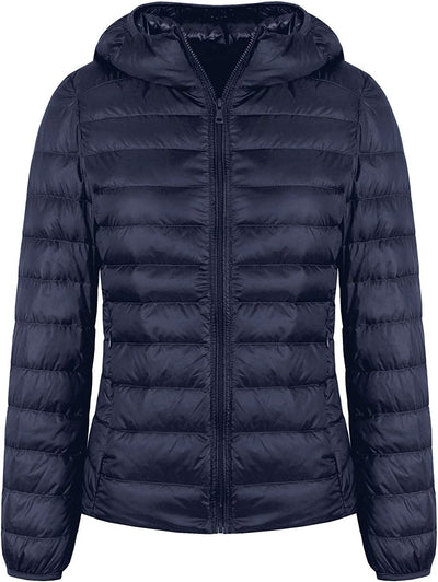  Light Weight Packable Down Coat with Hood and 2 Pockets