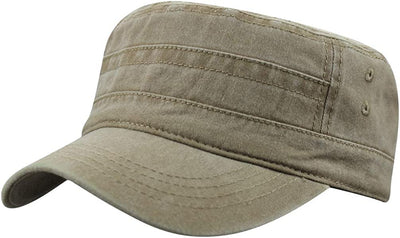 Men's Cotton Flat Top Peaked Baseball Twill Army Military Corps Hat Cap Visor