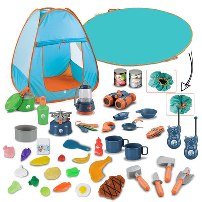  46Pcs - Outdoor Campfire Toy Set for Toddlers Kids Boys Girls - Pretend Play Camp Gear Tools
