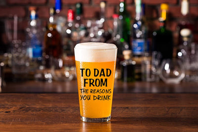 To Dad From The Reasons You Drink Funny Christmas Gift From Wife Son Daughter Kids- Best Gift Ideas For Family Dads Birthday Bday Beer Glass Mug Dad's Father Day Gag Gifts Fathers Gofts Guft