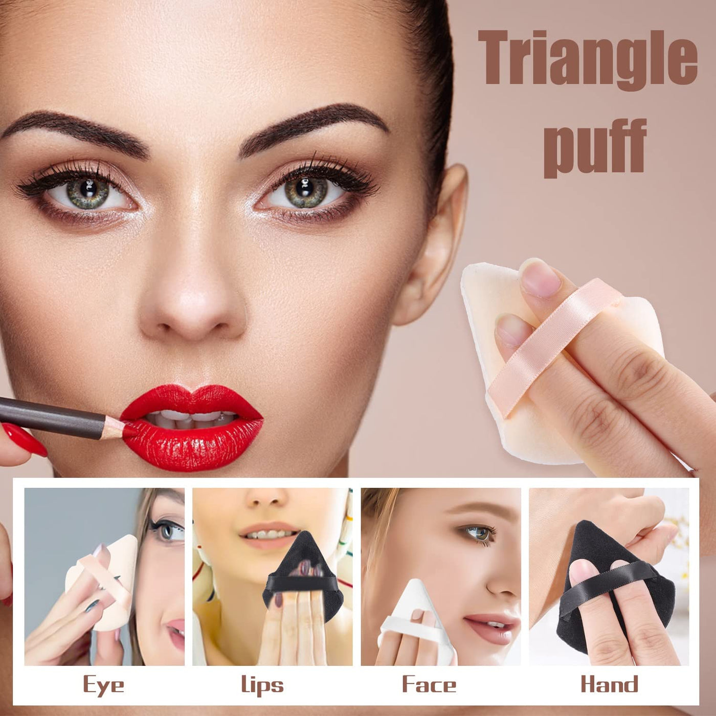 6 Pieces Powder Puff Face Soft Triangle Makeup Puff for Loose Powder Body Powder, Wedge Shape Velour Cosmetic Sponge for Contouring, Under Eyes and Corners, Beauty Makeup Tools