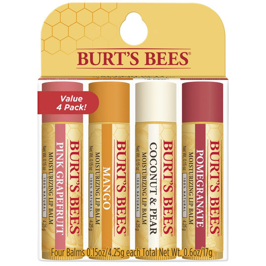 100% Natural Moisturizing Lip Balm with Beeswax, Superfruit, 4 Tubes