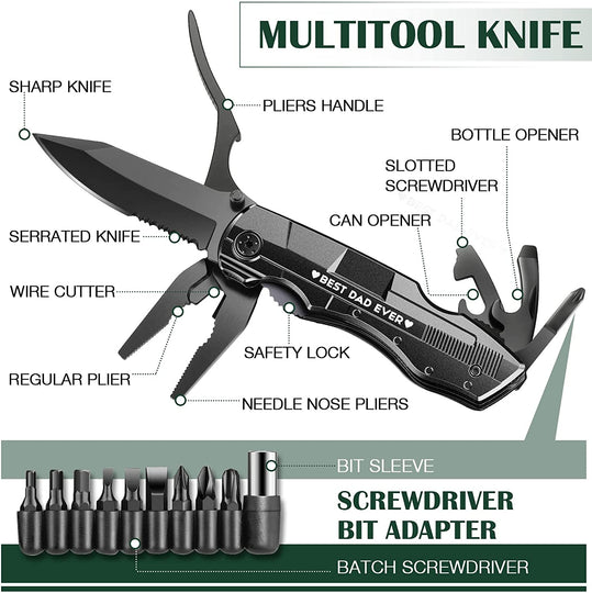 Gifts for Dad from Daughter Son,Fathers Day Birthday Christmas Dad Gifts,Multitool Knife "BEST DAD EVER",Multi tool for Climbing,Camping,Cycling,Hiking